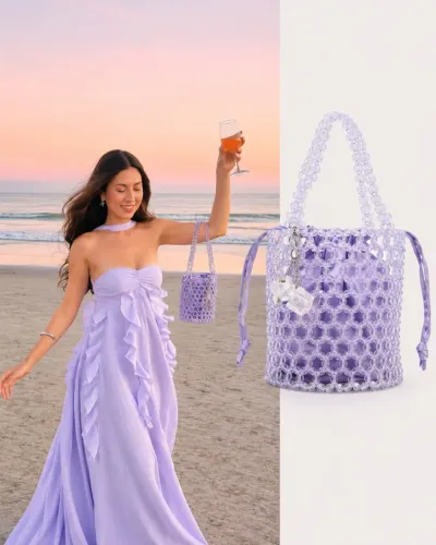 Bolsa Zara de bijuterias lilás Tam p