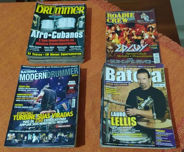 Vendo coleção de revistas Modern Drummer/Batera/Road Crew