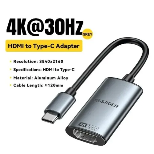 Adaptador HDMI para USB-C @30Hz em alumínio Essager