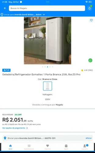 Geladeira Esmalte de uma porta 293L um ano de uso apenas