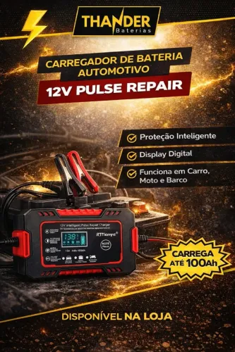 Carregador Automovo para Baterias de Moto, Carro e Caminhão