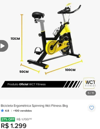 Vendo bicicleta ergométrica wct fitness