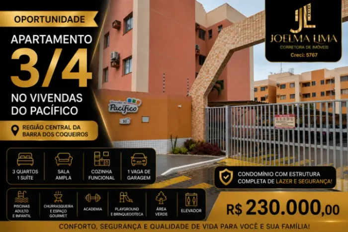 Apartamento 3/4 Condomínio Vivendas do Pacifico