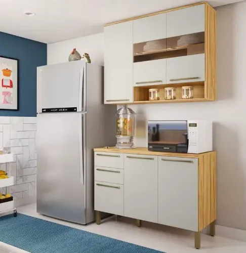 Cozinha Napoli Prime 2 Modulos, 100% MDF - Rio Doce