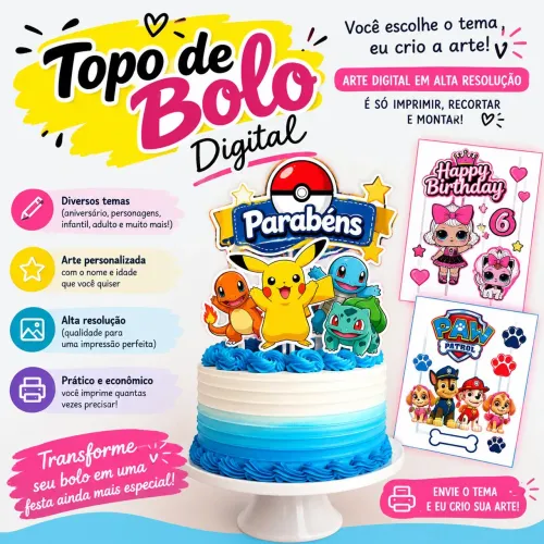 Topo de bolo personalizado