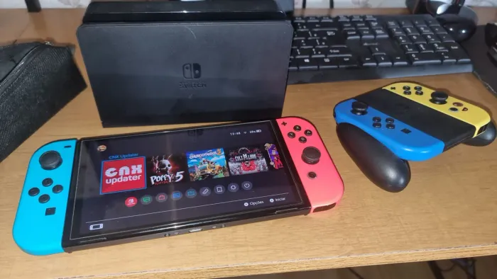 NINTENDO SWITCH OLED DESBLOQUEADO 128GB 4 CONTROLES 