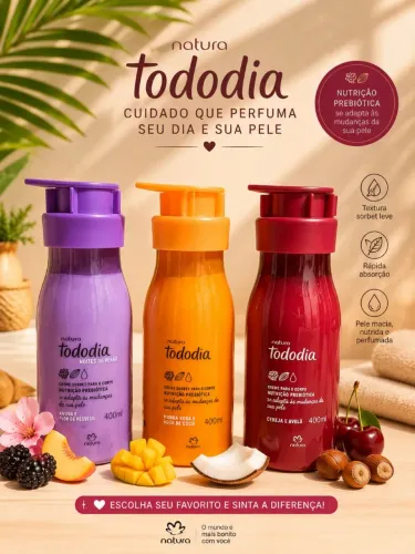 CREME SORBET PARA O CORPO, NATURA todo dia 400ml