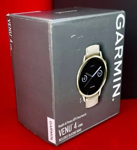 Garmin Relógio Venu 4 - LUNAR GOLD / BONE LIGHT SAND LEATHER - 41MM - Produto Novo