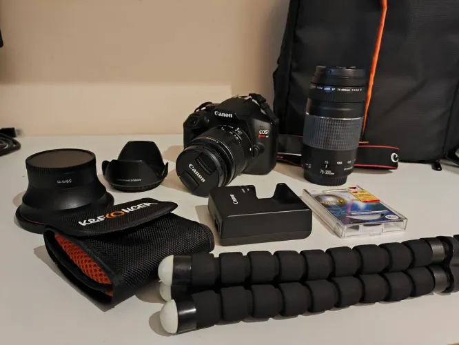 Kit Câmera Canon EOS Rebel T6 + 2 Lentes + Acessórios