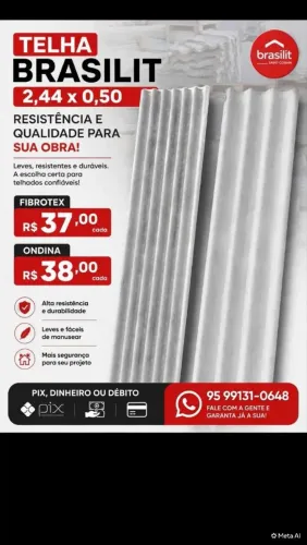 SUPER PROMOÇÃO DE TELHAS BRASILIT 2,44X50 E ONDINA 2,44X50