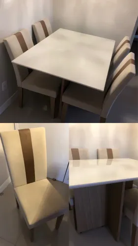 Mesa tampo de vidro com 4 cadeiras