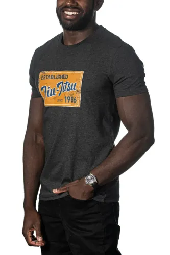 Camiseta Masculina Jiu Jitsu Postcard - Cinza Mescla Escuro