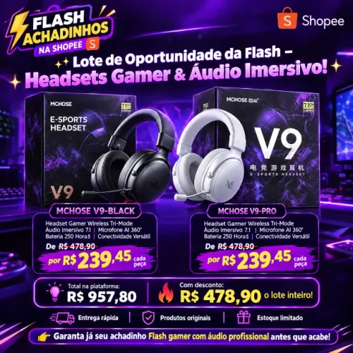 Lote de Oportunidade da Flash - Headsets Gamer & Áudio Imersivo