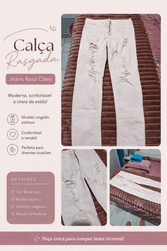 Calça jeans rosa