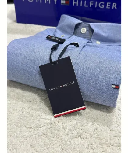 Camisa Manga Curta Oxford Tommy Hilfiger Azul - Tam. GG
