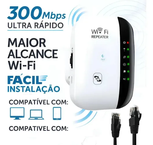 Repetidor De Sinal Wifi Roteador Wireless 2.4ghz Longo Alcance 300 Mbps