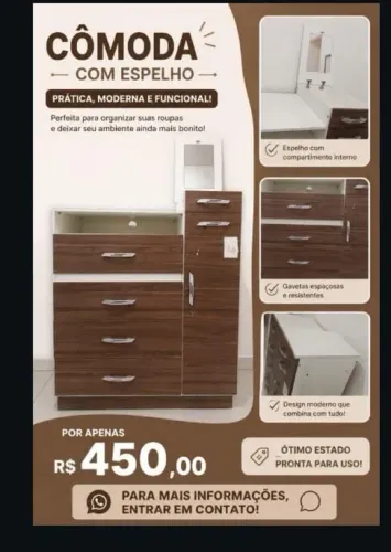Cômoda de Quarto 4 Gavetas Marrom