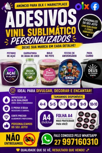 Adesivos sublimatico personalizados