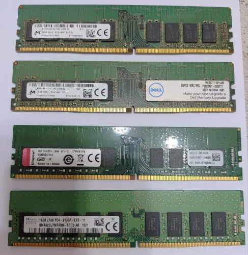 Memória RAM Micron/SK Hynix/Kingston DDR4 16GB UDIMM 2400MHz ECC Servidores