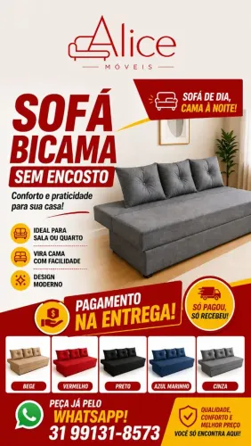 PROMOÇÃO SOFÁ BICAMA! SEM ENCOSTO 