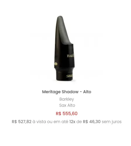 Boquilha sax alto Barkley Meritage Shadow 7 Nova