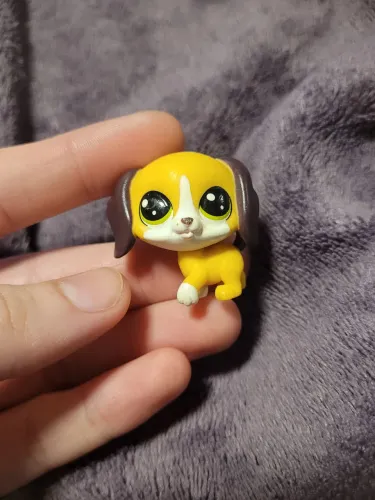 Littlest Pet Shop Mini Cachorro Amarelo e Marrom Original Hasbro