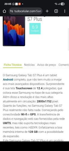 Samsung Galaxy tablet S7Plus + com capa com teclado 