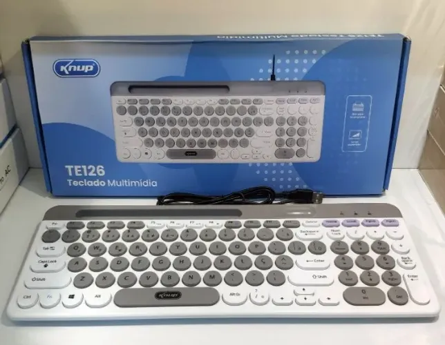 Teclado com Fio para Computador Teclas Redondas ABNT II KNUP - KP-TE126