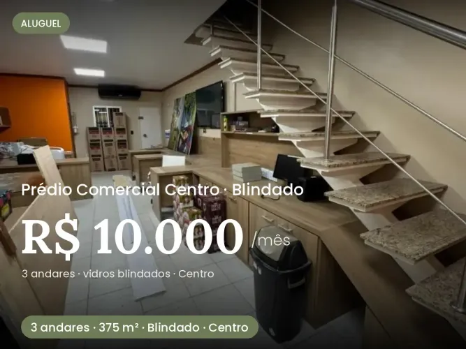 ALUGO PRÉDIO COMERCIAL NO CENTRO DE MANAUS - 3 ANDARES - VIDROS BLINDADOS