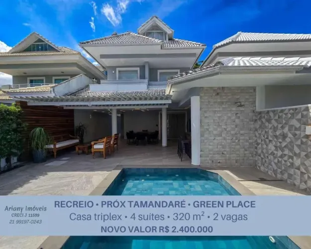 Green Place  Casa Triplex 4 suítes com 320 m² | Recreio