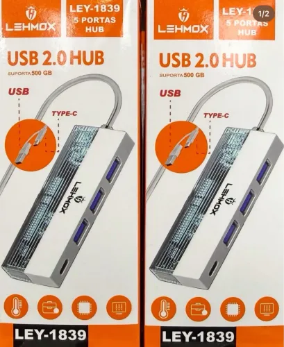 HUB USB/TIPO C 2.0 C/5 PORTAS REF: LEY-1839