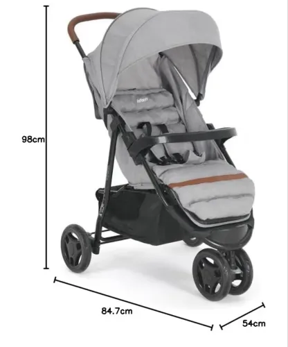 Carrinho de Bebê Infanti, Breeze, Cinza. Novo.