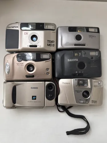 Lote 6 Câmeras Vintage Coleção/Decoração - Olympus, Canon, Casio