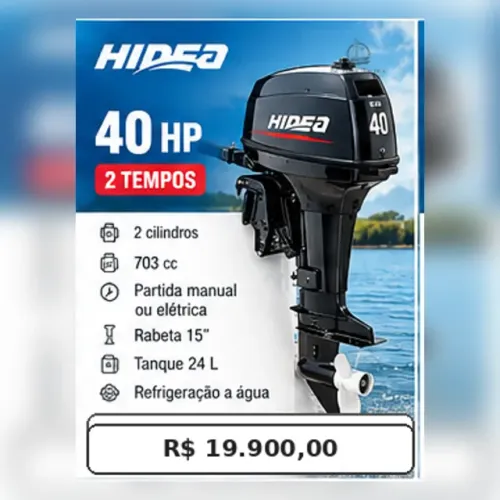 Motor de Popa Hidea 40 HP 2 tempos Novo 0km HD40F