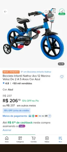 Bicicleta Nathor aro 12 nova