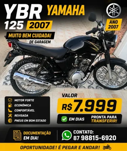 Moto yamaha 125 ano 2007 preta quitada