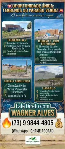 Lotes a venda no bairro paraíso verde alcobaça Bahia