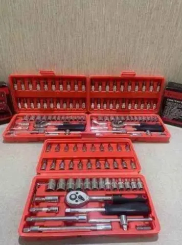 Kit Chaves Jogo Catraca Reversível Soquetes 46 Peças + Maleta