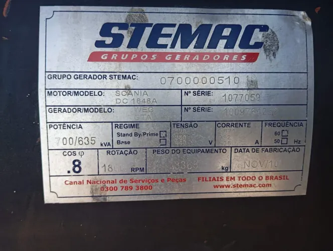 Grupo Gerador Scania DC 16 700kva