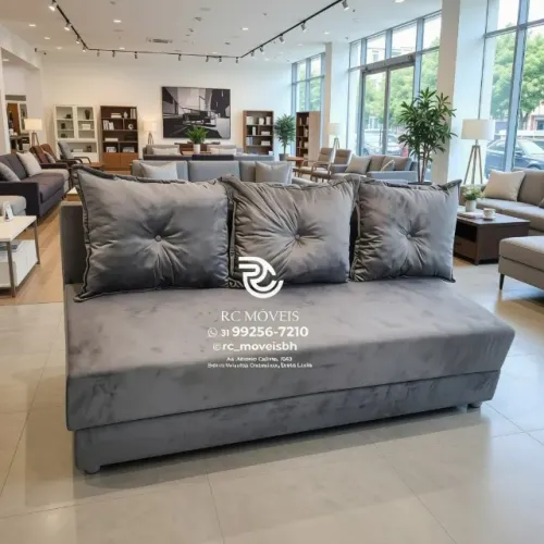 Sofá Cama Bicama 1,70m Suede Caramelo D33 Compacto e Funcional Luxo