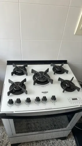 Fogão Dako 5 Bocas com Grill, Timer Digital e Mesa de Vidro