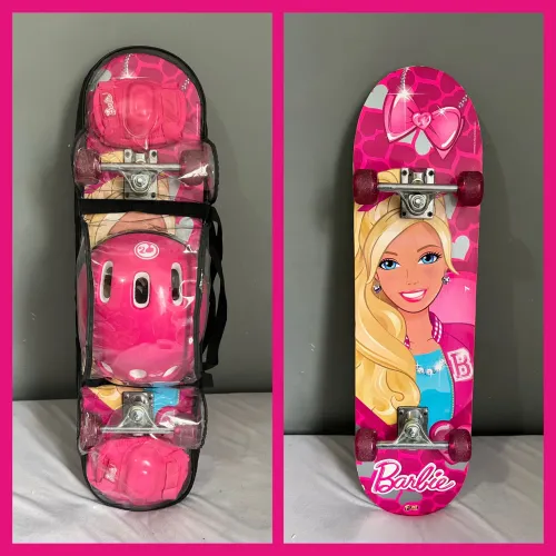 Skate Barbie + Kit Proteção