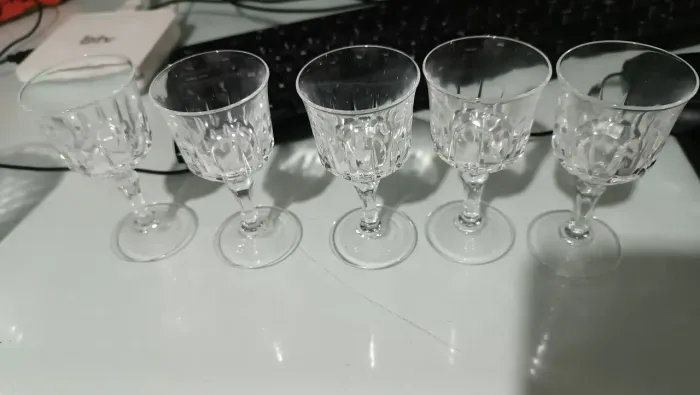 5 Taças de licor de cristal 