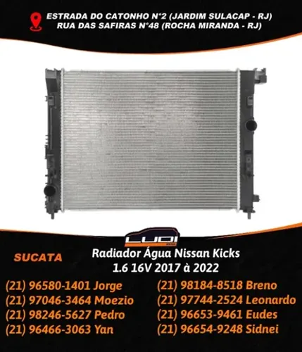 Radiador Água Nissan Kicks 1.6 16V 2017 à 2022