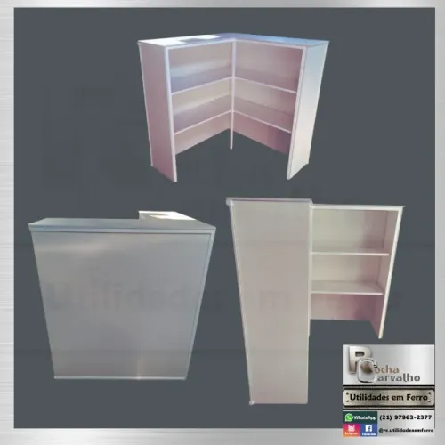 Balcão 2 Lados Metalon e MDF Branco. Sob Encomenda.