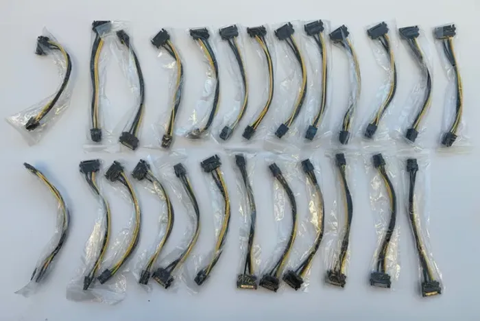 25pçs - Cabo para fonte SATA 15Pin para 6Pin Pci Express 