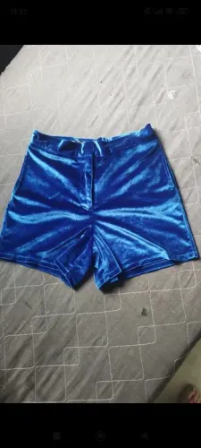 Shorts de Veludo Azul