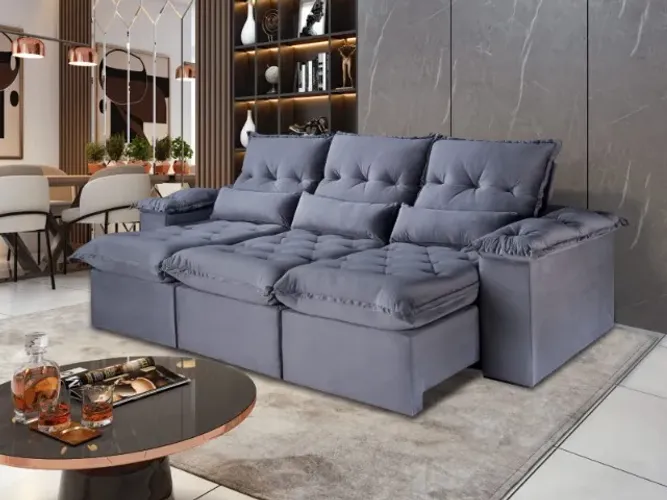 sala top de linha sofa retratil de 260 cm 5 lugares 