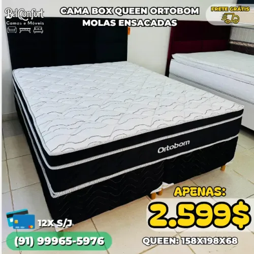 Cama Box Queen Elegante Molas Ensacadas Ortobom