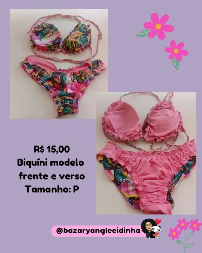 Biquíni Rosa com Estampa de Borboletas